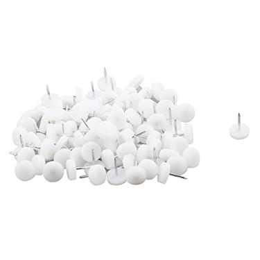 Imagem de Antrader Pacote com 100 protetores de piso para cadeira de mesa de móveis, pés de sofá, perna, deslizante, para pés, 0.6" x 0.8"(Max.D*H), 5/8" Dia. White