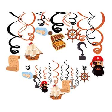 Imagem de Kristin Paradise 30Ct pirata pendurando espirais decorações, piratas do Caribe, artigos de festa, decoração tema de aniversário para menino menina chá de bebê, ideia de lembrancinhas de primeiro aniversário