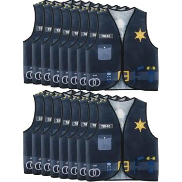 Imagem de Puteraya 16 coletes infantis de carreira para dramatização, fantasia de bombeiro, soldado da polícia, para cosplay infantil, Halloween, conjunto 2