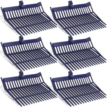 Imagem de Lasnten 6 peças de cabeça de substituição de garfo de estrume, cabeça de forcado de 18 dentes com parafusos e porcas, ancinho de estrume de cavalo para pegar grama e feno (marinho)