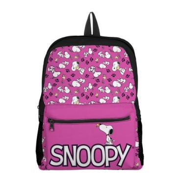 Imagem de Mochila Com Bolso Escolar Infantil Avulsa SnoP Personagem Fofo Para Me