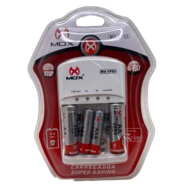 Imagem de Carregador De Pilhas Super Rápido Mox Aa Aaa 9v Aa Cp53