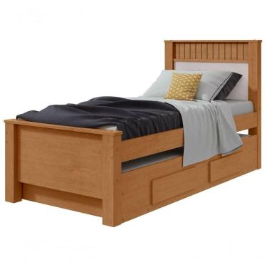 Imagem de Cama Solteiro Bibox 2 Gavetas Athenas - Lopas Amendoa Clean/off White