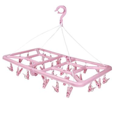 Imagem de Mini Varal Retangular 32 Prendedores - Mor Rosa