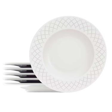 Imagem de Conjunto Com 6 Pratos Rasos Tramontina Ingrid Em Porcelana 27 Cm Branco
