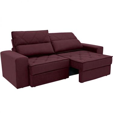 Imagem de Sofá 4 Lugares Fassatti Retrátil E Reclinável Em Suede Linoforte Vermelho Carmim