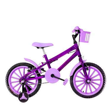 Imagem de Bicicleta Infantil Feminina Aro 16 Nylon Cor Violeta E Lilás