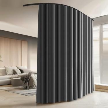 Imagem de Cortinas divisórias de quarto com conjunto de trilhos de teto para quarto, sala de estar, blackout total, isolamento térmico, cortina de trilho de teto com isolamento térmico L 15 × A 18 m platina