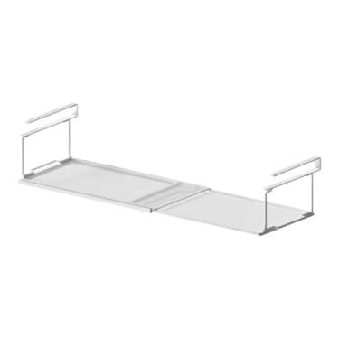 Imagem de Ioensy Cesta de armazenamento sob a prateleira, cesta de cozinha sob o armário, prateleira multifuncional retrátil para armários de mesa, sala resistente, Branco