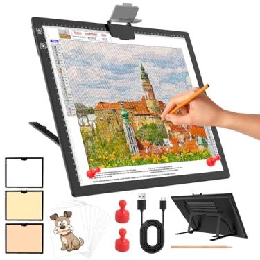 Imagem de Wsenlight Almofada De Luz A3 Recarregável Para Pintura Diamante, Prancheta Desenho Sem Fio Com Suporte/Clipe/Ímã, Bateria 2500 Mah Integrada, Mesa Artistas, Artesãos E Presentes