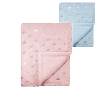 Imagem de Cobertor Infantil Bebê Manta Sherpa Camesa Nuvenzinhas Recém Nascido 6 meses 1 ano (Rosa)