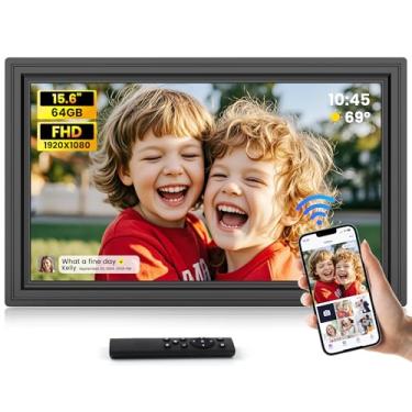 Imagem de FANGOR Porta-Retratos Digital Grande Uhale De 15,6" Com 64 Gb, Wi-Fi, Resolução 1920 X 1080 Ips Fhd, Controle Remoto, Montagem Na Parede, Suporte Para Usb/Cartão Sd, Compartilhe Fotos/Vídeos Em Qual