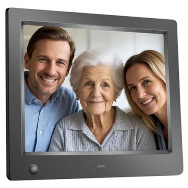 Imagem de FLYAMAPIRIT Porta-Retratos Digital 8" - Foto Com Apresentação De Slides, Visor Eletrônico, Sensor Movimento/Alta Resolução 180° Ips Lcd/Música Fundo/Calendário/Controle Remoto Por