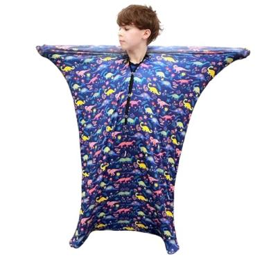 Imagem de Meias sensoriais elásticas, meias elásticas de corpo inteiro, meias de compressão elásticas para autismo, terapia calmante para crianças/adultos(Dinosaur Blue,L/Large)