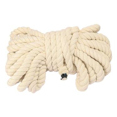 Imagem de IHDYPPEW Corda De Algodão Natural Torcida Com 20 Mm Diâmetro, 14,5 Metros Comprimento, Premium Alta Resistência E Maciez, Três Fios, Para Artesanato Náutico Decoração Casa