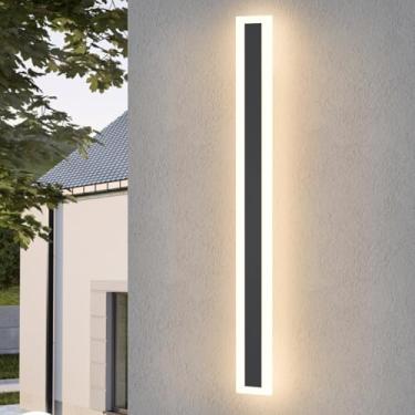 Imagem de LamQee Luminárias De Parede Externas Longas, Modernas Para Áreas Externas, Casa, Arandelas Lineares Led Varanda, Pátio, Porta Garagem, Quintal, Internas, À Prova D'Água 3000K, 31,5"