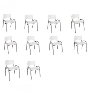 Imagem de Kit 10 Cadeira Iso Infantil Creche, Escola Base Cinza Branco