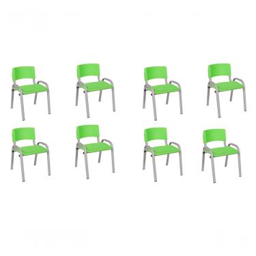Imagem de Kit 8 Cadeira Iso Infantil Creche, Escola Base Cinza Verde Claro
