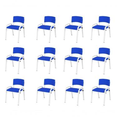 Imagem de Kit 12 Cadeira Iso Infantil Creche, Escola Base Branco Azul