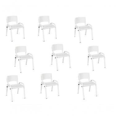 Imagem de Kit 9 Cadeira Iso Infantil Creche, Escola Base Branco Branco