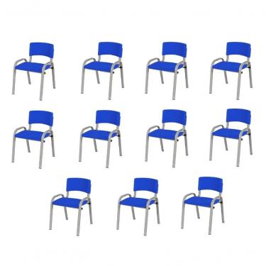 Imagem de Kit 11 Cadeira Iso Infantil Creche, Escola Base Cinza Azul