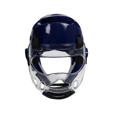 Imagem de RNXRZANK Capacete de Boxe MMA Treinamento Capacete Acolchoado Ajustável para Muay Thai Kickboxing Artes Marciais Karatê Taekwondo, S azul