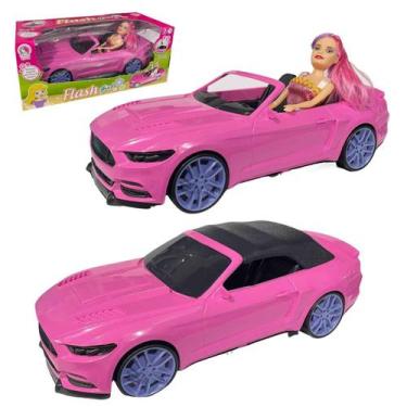 Imagem de Carrinho Flash Girl Rosa Conversível Com Boneca Compatível Com Barbie 