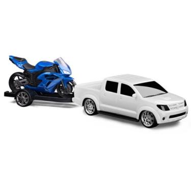 Imagem de Carrinho Infantil Pick-up Vision Hilux Toyota + Moto Brinquedo - Roma 