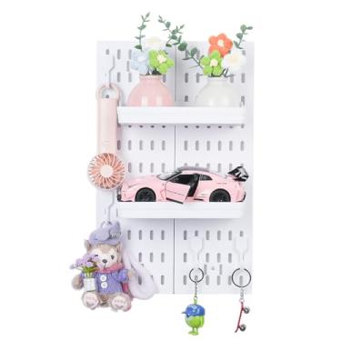 Imagem de Organizador de parede Pegboard – Sistema modular para configuração de jogos, soluções de armazenamento de escritório e cozinha cria um quadro espacial perfeitamente estruturado (branco, 40,6 cm x 30,5