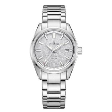 Imagem de Relógio de pulso masculino Cronos 39 mm - Movimento PT5000 L6037 automático com vidro safira azul luminoso 10 barras à prova d'água, Branco novo