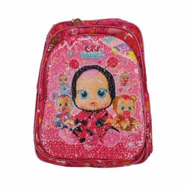 Imagem de Mochila Escolar Infantil Costa Lantejoula e Led Cry Babies Rosa - King