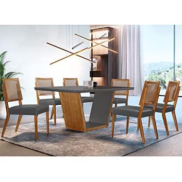Imagem de Conjunto Sala de Jantar Luna 180CM com 6 Cadeiras de Madeira Aila - Moderna