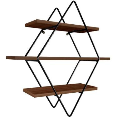 Imagem de Prateleira Tripla Estante Decorativa Livros Quarto Sala Losan Aço MDF 