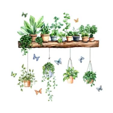 Imagem de XLWLLNJ Adesivo de parede Papel de parede exclusivo Fácil de aplicar Planta Verde Vasos de plantas para escola Casa Quarto Armários Porta