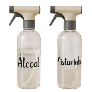 Imagem de Kit 2 Borrifador Spray Multiuso Manual Limpeza 500ml C/ Etiquetas - Ou