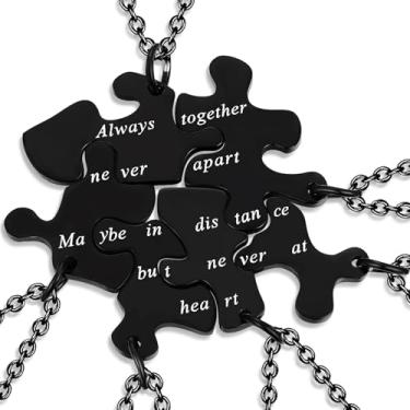 Imagem de Yonhon Colar BFF para 3/4/5/6 de aço inoxidável família amizade quebra-cabeça irmã conjunto de chaveiro, Aço inoxidável, yh