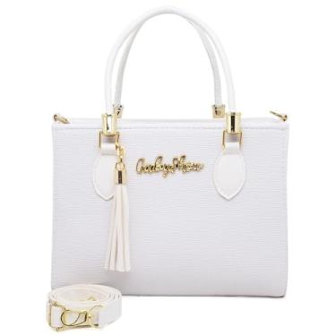Imagem de Bolsa Feminina Tiracolo Transversal de Couro Sintético Pequena 26cm – Elegante, Casual e Executiva, com Alça Regulável (BRANCO)