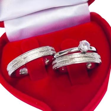 Imagem de Alianças +Solitário Conjunto de Alianças em Prata 925 com Solitário, Zircônia 0,25ct, Design Moderno, Par