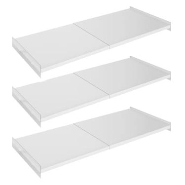 Imagem de Organizador de prateleira de armário que economiza espaço, prateleira de tensão ajustável de 43 a 78 cm com adesivo resistente - Divisores de prateleira expansíveis DIY para armário, despensa