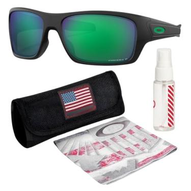 Imagem de OAKLEY Óculos de sol TURBINE OO9263 com kit oficial de óculos, Armação preta fosca | Lente polarizada Prizm Jade, 63 mm
