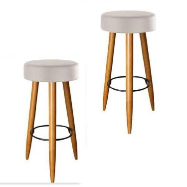 Imagem de Kit 02 Banqueta Alta Astra 70 Cm Suede Bege Pés Palito - Decore.Com