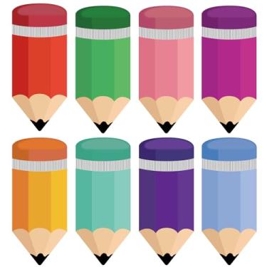 Imagem de Decorações de volta às aulas, 72 peças de recortes de lápis coloridos e etiquetas de nome, decoração de sala de aula para quadro de avisos, parede, armário ou porta, material escolar para professores