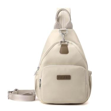 Imagem de Bolsa tiracolo pequena mochila tiracolo ombro peito bolsa casual mochila multiuso com alças ajustáveis, Creme, Medium, Kawaii
