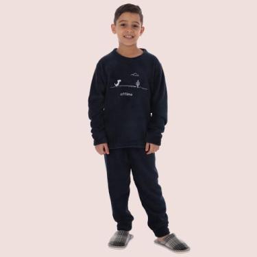 Imagem de Pijama De Frio Victory Soft Bordado Infantil Liso Menino, Marinho, 4