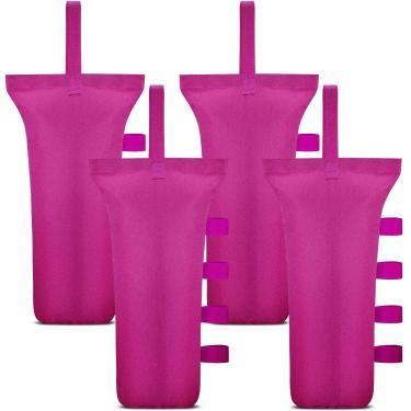 Imagem de Shinylin 4 peças de sacos de peso de dossel resistentes rosa para barraca de dossel pop-up pesos de perna sacos de areia para abrigo solar instantâneo ao ar livre guarda-chuva de pátio (sem areia)