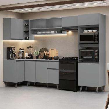 Imagem de Armário De Cozinha Completa De Canto 385cm Nice Madesa 03 Cinza