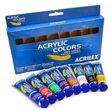 Imagem de Estojo Tinta Acrílica Acrylic Colors Acrilex Com 8 Bisnagas