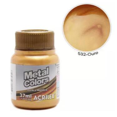 Imagem de Tinta Metal Colors Acrilex 37ml Acírilica Metalica + Nota Fiscal, Ouro