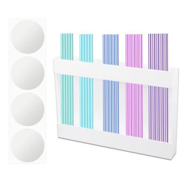 Imagem de Suporte para Palhinhas Armário, Recipiente Grande em Acrílico para Palhinhas com Fita Dupla Face Organizador Reutilizável Utensílios de Cozinha (Branco)