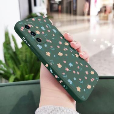 Imagem de Capa de celular com estampa de flores para Huawei P40, P50, P30, P20 Pro Lite, Nova 5t, Y7A, Mate 40, 30, 20 Pro Lite, capa de silicone líquido, verde escuro, para P30